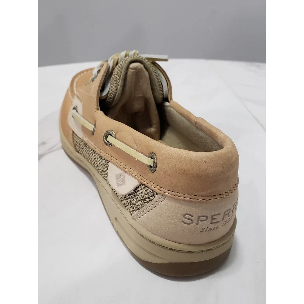 NEW NO BOX SLIP ON 9276619 Womens size 7.5 Sperry BLUEFISH 2-EYE BROWN LINEN